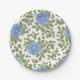 Blauwe en groene hortensia bloemen papieren bordje