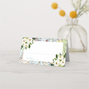 Blauwe en groene kaart met bloemendesign reis them