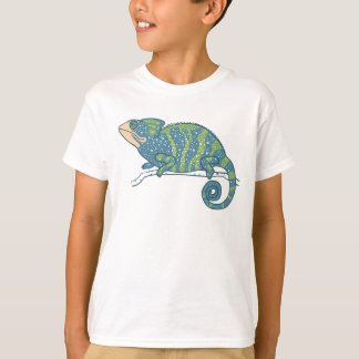 Blauwe en groene kameleon t-shirt