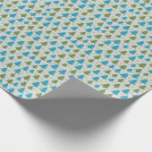 Blauwe en groene kerstbomen cadeaupapier (Hoek)