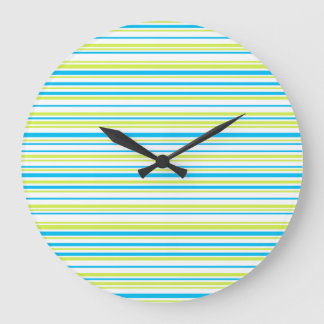 Blauwe en groene kleuren eenvoudige Stripes Patroo Grote Klok