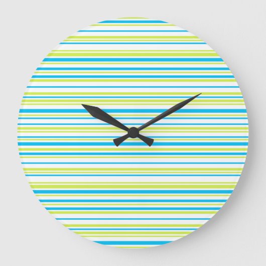 Blauwe en groene kleuren eenvoudige Stripes Patroo Grote Klok (Voorkant)