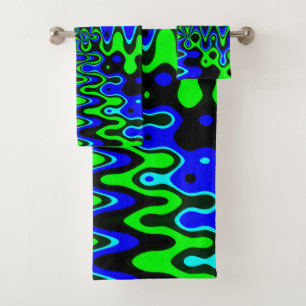 Blauwe en groene kunstkleerset bad handdoek