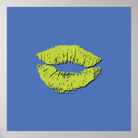 Blauwe en groene kussende lippen poster (Voorkant)