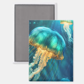 Blauwe en groene kwal magneet (Voorkant / Achterkant)