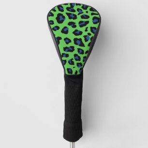 Blauwe en groene luipaard afdrukken golfheadcover