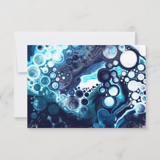 Blauwe en groene marmer Wedding Save the Date RSVP Kaartje (Achterkant)