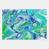 Blauwe en groene marmervochtige kunst Abstract Inpakpapier Vel (Voorkant 3)