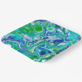 Blauwe en groene marmervochtige kunst Abstract Papieren Bordje (Gebogen)