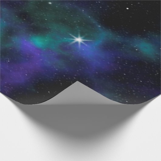 Blauwe en groene melkweg cadeaupapier (Hoek)