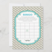 Blauwe en groene Mustach Baby shower Bingo Game Ka Kaart (Voorkant)