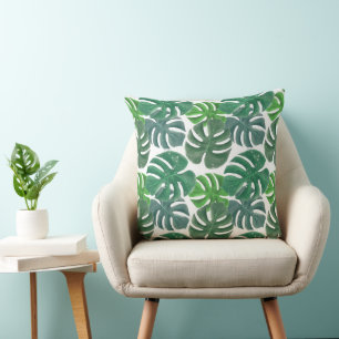 Blauwe en groene palm Tropische bladeren Patroon Kussen