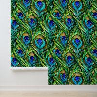 Blauwe en groene Peacock Feathers Collage