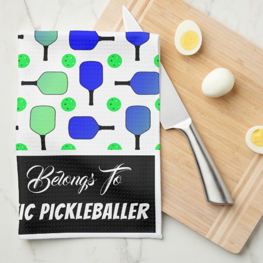 Blauwe en groene Pickleball Paddles Green Pickleba Theedoek (Quarter Fold)