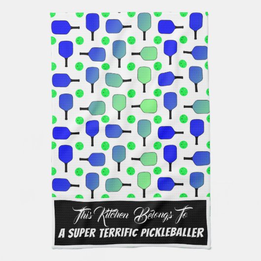 Blauwe en groene Pickleball Paddles Green Pickleba Theedoek (Verticaal)