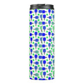 Blauwe en groene pickleball peddels Monogrammed Thermosbeker (Achterkant)