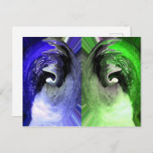 Blauwe en groene planetaire kunst briefkaart (Voorkant / Achterkant)