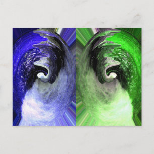 Blauwe en groene planetaire kunst briefkaart