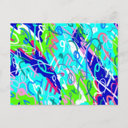 Blauwe en Groene Pop Kunst Briefkaart (Voorkant)