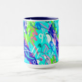 Blauwe en Groene Pop Kunst Mok (Midden)