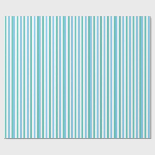 Blauwe en groene Retro Circus Stripes Cadeaupapier (Vlak)