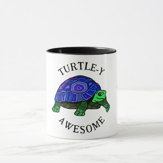 Blauwe en groene schildpad. Geweldige met schildpa Mok (Midden)