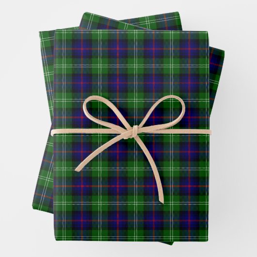Blauwe en groene Schotse lan Sutherland Tartan Cas Inpakpapier Vel (In situ)