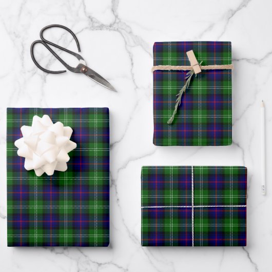 Blauwe en groene Schotse lan Sutherland Tartan Cas Inpakpapier Vel (Voorkant)