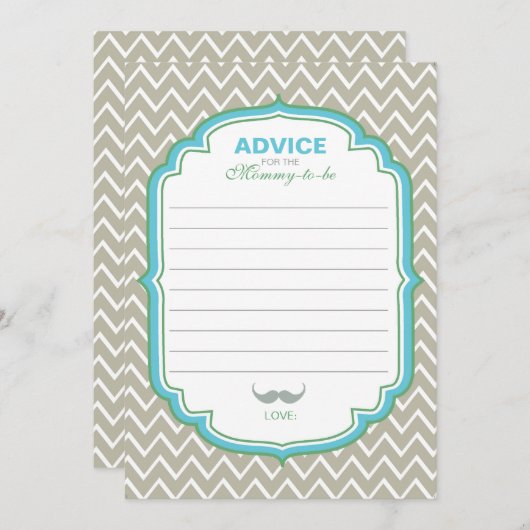 Blauwe en Groene Snor Advies voor Moeder Kaart (Voorkant / Achterkant)