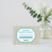 Blauwe en groene snor en Chevron Diaper Raffle Informatiekaartje (Staand voorkant)