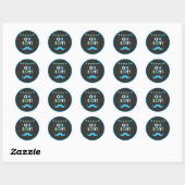 Blauwe en groene snor Little Man Cupcake Toppers Ronde Sticker (Vel)