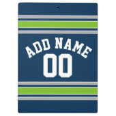 Blauwe en groene sport Jersey Klembord (Achterkant)