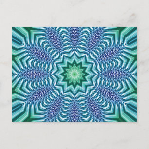Blauwe en groene sterventilator briefkaart