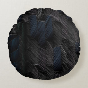 Blauwe en groene stickers op blauwe plastic verpak rond kussen