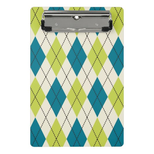 Blauwe en groene stijl mini klembord (Voorkant)