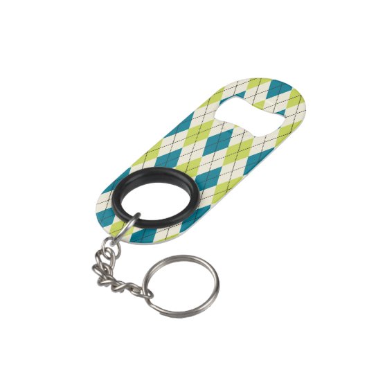 Blauwe en groene stijl sleutelhanger flessenopener (Achterkant Gekanteld)