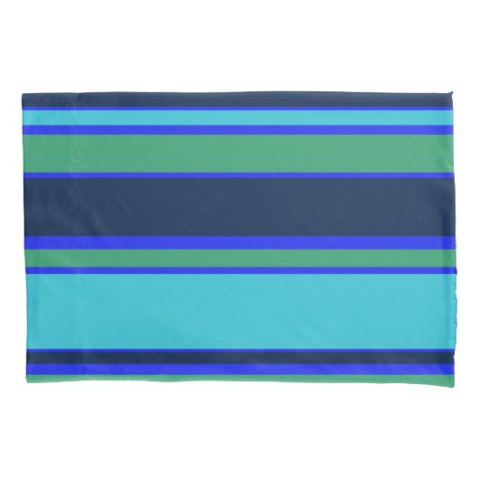 Blauwe en groene strepen kussensloop (Voorkant)