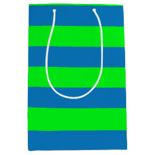 Blauwe en groene strepen ontwerp medium cadeauzakje
