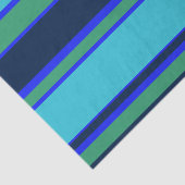 Blauwe en groene strepen tissuepapier (Detail)
