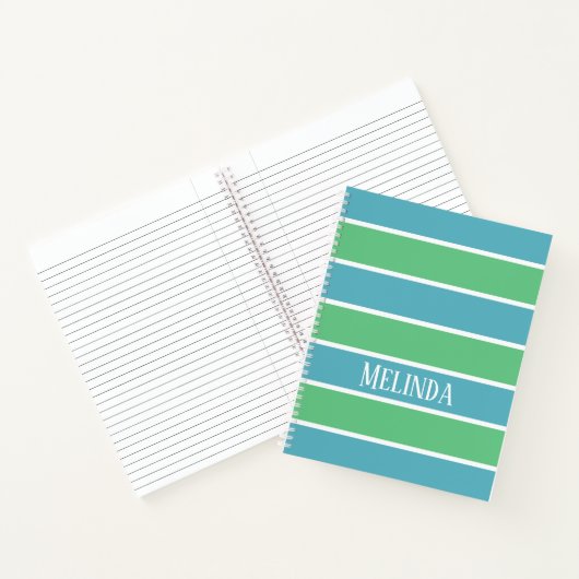 Blauwe en groene stripjes notebook notitieboek (Binnen)