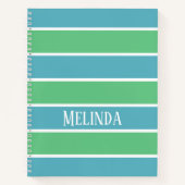 Blauwe en groene stripjes notebook notitieboek (Voorkant)