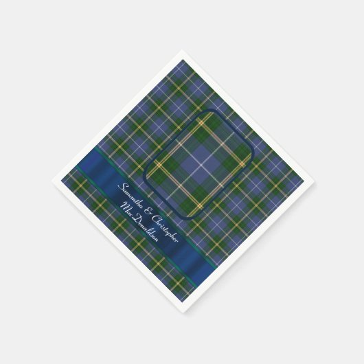 Blauwe en groene taarkleurige taardenbruiloft servetten (Hoek)