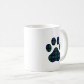 Blauwe en groene Tartan Pset Dog Paw-Mok Koffiemok (Voorkant rechts)