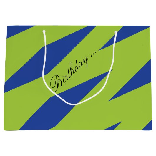 Blauwe en groene tas large cadeautasje (Voorkant)