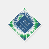 Blauwe en groene Tie Dye Spiral Gepersonaliseerde Servet (Hoek)