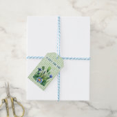 Blauwe en groene tuin cadeaulabel (Met Touw)