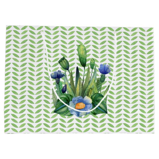 Blauwe en groene tuin groot cadeauzakje (Achterkant)