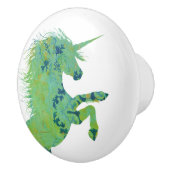 blauwe en groene unicorn keramische knop (Rechts)