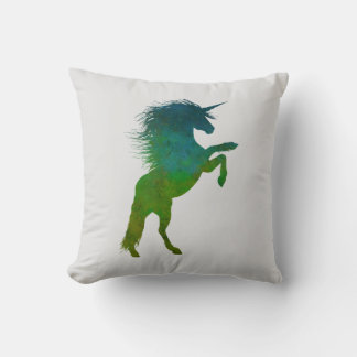 Blauwe en groene Unicorn Kussen