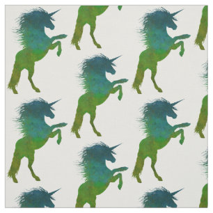Blauwe en groene Unicorn Stof